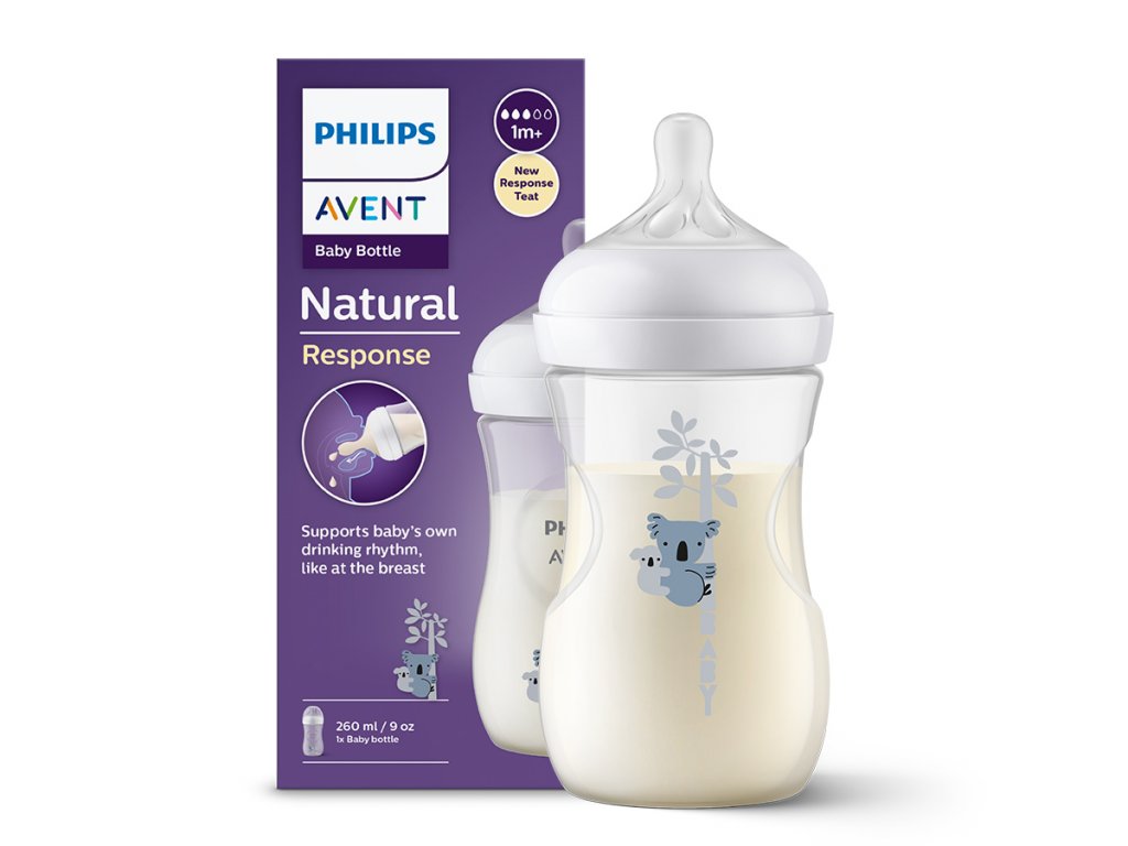 شیشه شیر نچرال ۲۶۰ میلی لیتر فیلیپس اونت PHILIPS AVENT سری Response - طرح کوالا 1